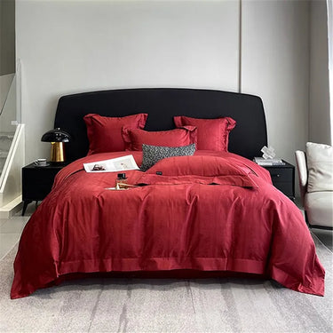 Premium Red Wine 1000TC Egyptian Cotton Jacquard Wedding Bedding Set